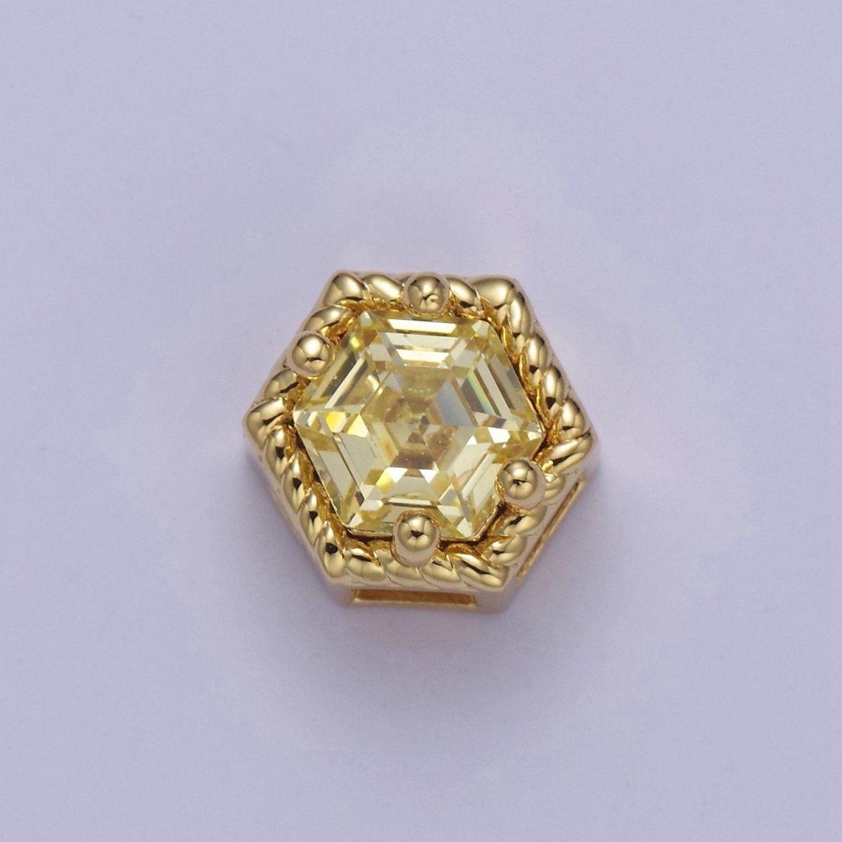 24K Gold Filled Octagon Bead Spacer CZ Micro Pave Geometric Bead Connector Charm Bracelet Necklace for DIY Jewelry Making Supply B-337 - B-341 - DLUXCA