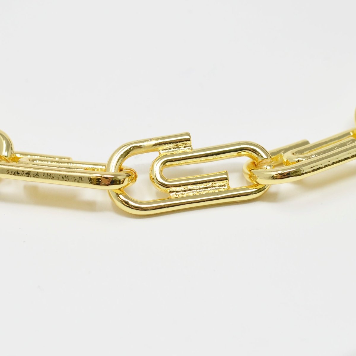 24K Gold Filled Office Paperclip-Shaped DESIGNED Roll Chain By Yard For Jewelry Making, Necklace Bracelet Anklet Component Supply | ROLL-455 Clearance Pricing - DLUXCA