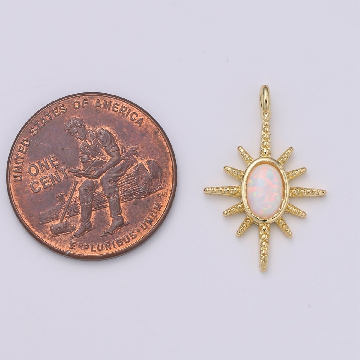 24K Gold Filled Opal White Blue Star Pendant Northstar Charme E-027 E-028 - DLUXCA