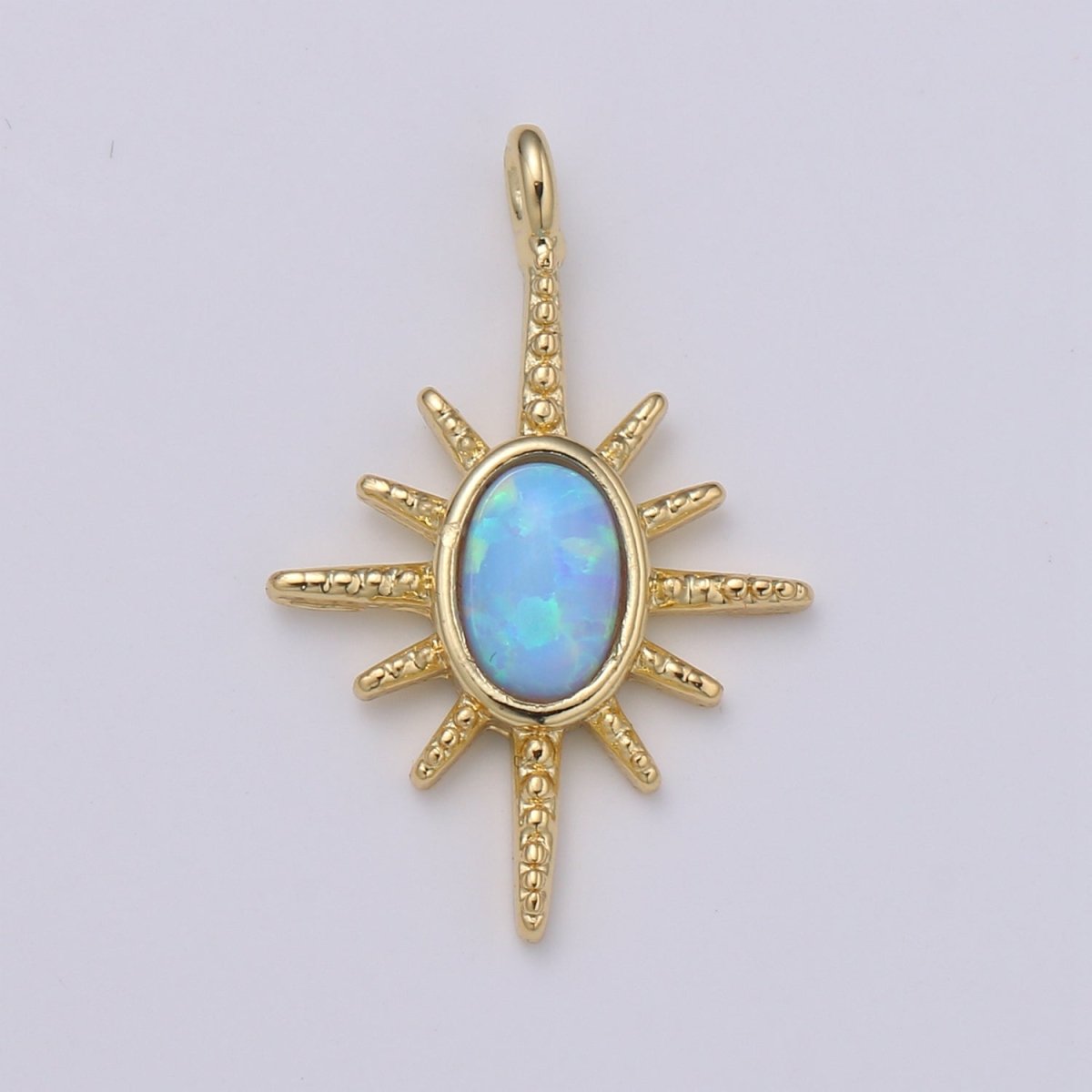 24K Gold Filled Opal White Blue Star Pendant Northstar Charme E-027 E-028 - DLUXCA