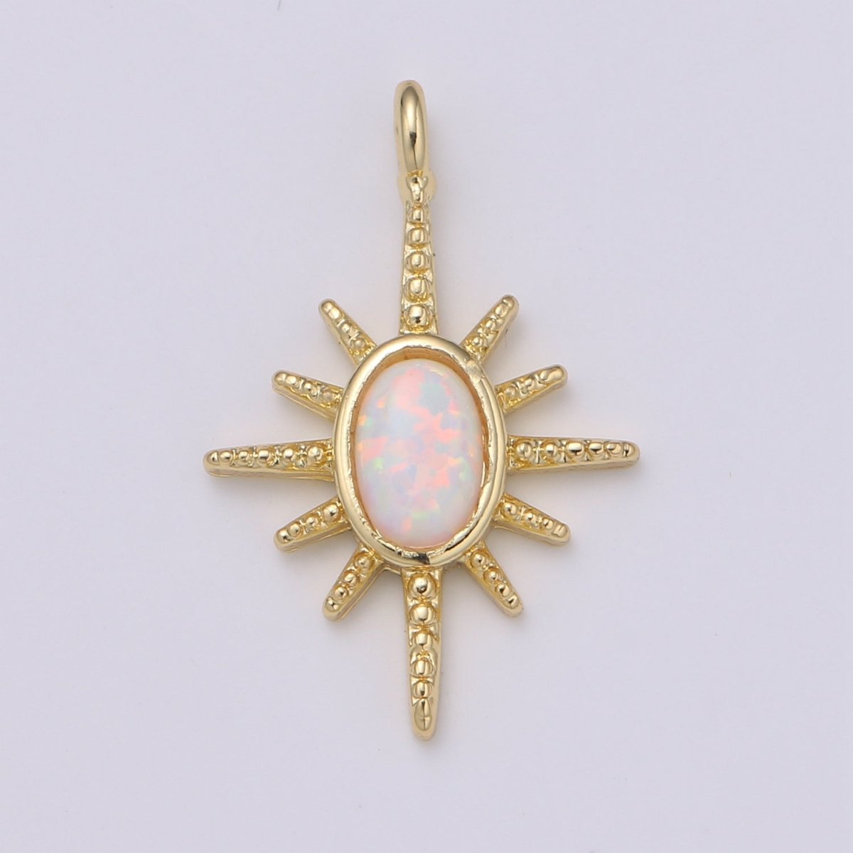 24K Gold Filled Opal White Blue Star Pendant Northstar Charme E-027 E-028 - DLUXCA