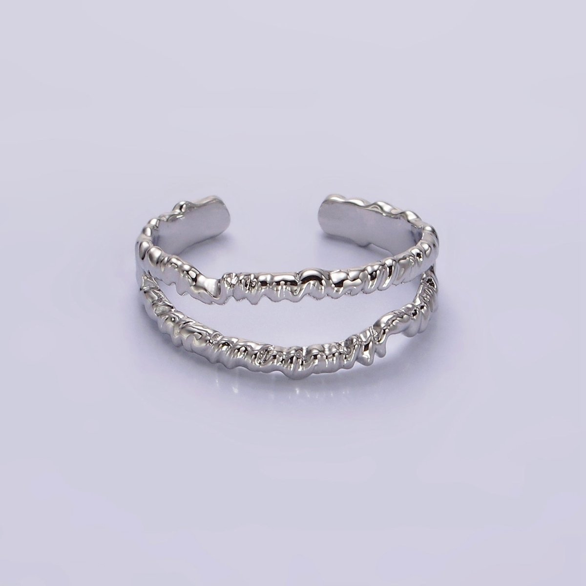 24K Gold Filled Open Double Molten Drip Band in Gold & Silver Ring | O-623 O-624 - DLUXCA