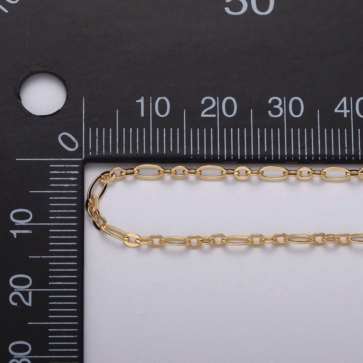 24K Gold Filled Oval Cable Link Figaro Long and Short Fancy Unfinished Chain By Yard in Gold & Silver | ROLL-1057, ROLL-1083 - DLUXCA