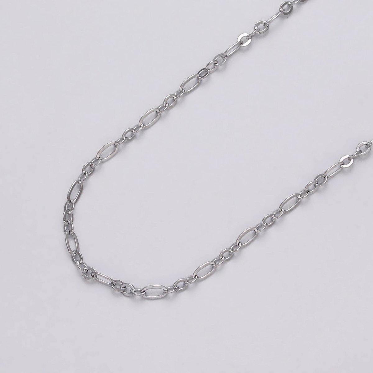 24K Gold Filled Oval Cable Link Figaro Long and Short Fancy Unfinished Chain By Yard in Gold & Silver | ROLL-1057, ROLL-1083 - DLUXCA