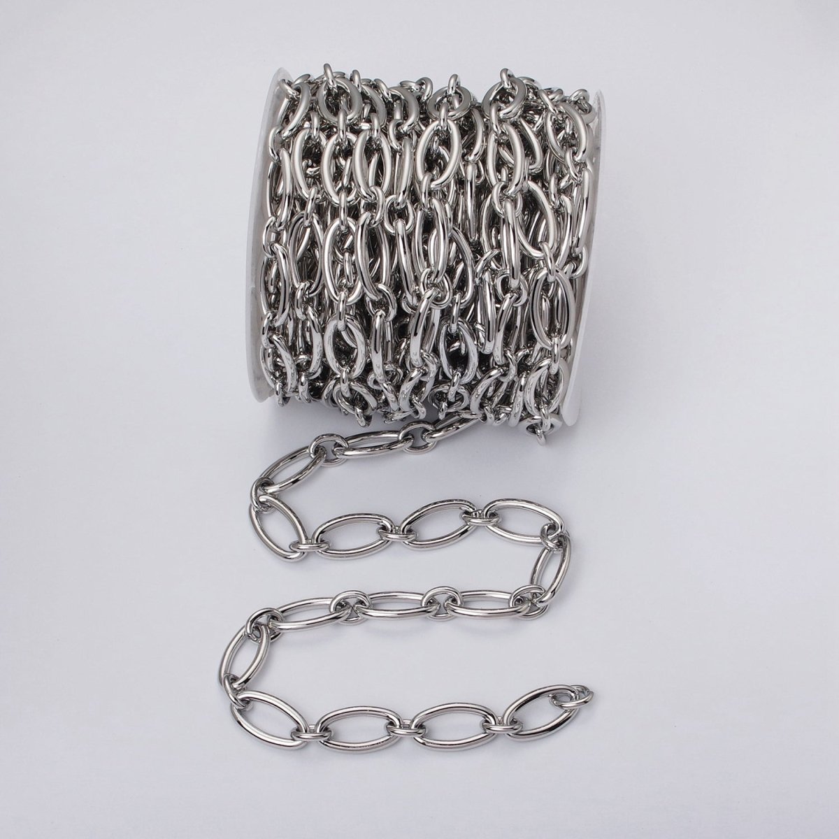 24k Gold Filled Oval Cable Link Unfinished Chain by Yard in Gold & Silver | ROLL-1101 ROLL-1204 Clearance Pricing - DLUXCA