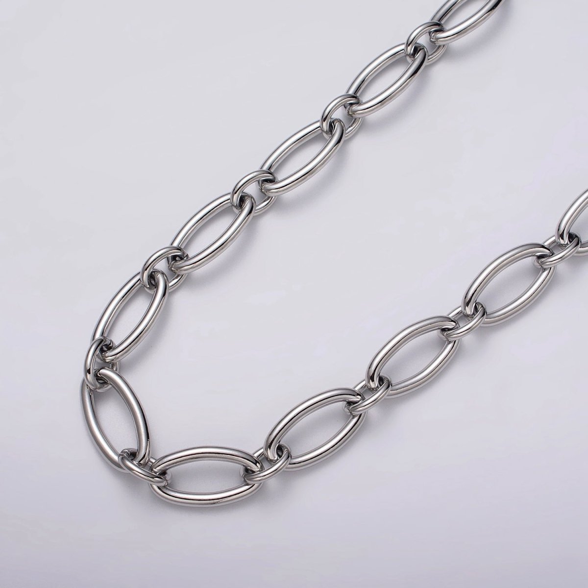 24k Gold Filled Oval Cable Link Unfinished Chain by Yard in Gold & Silver | ROLL-1101 ROLL-1204 Clearance Pricing - DLUXCA