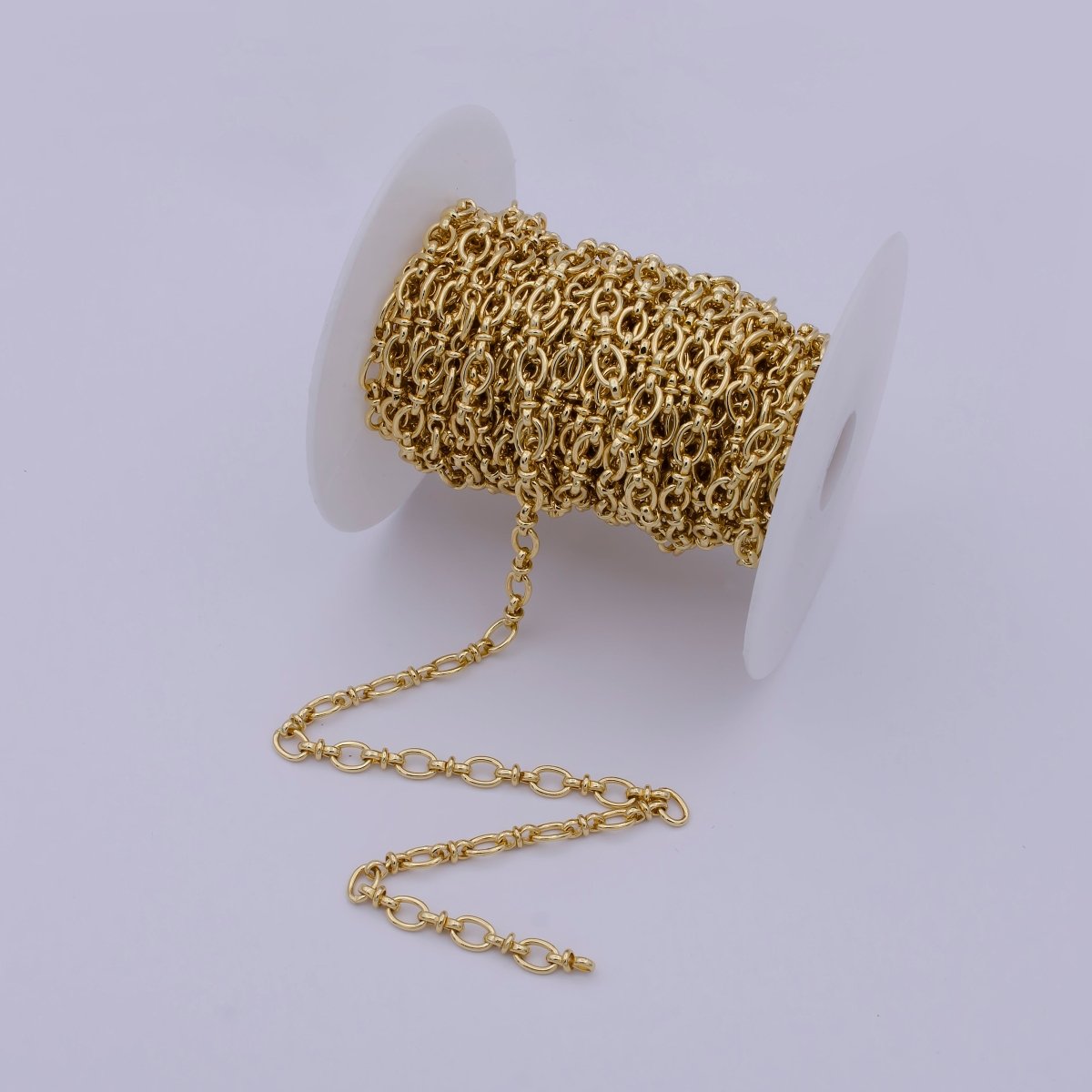 24K Gold Filled Oval Cable Rolo Chain, 5.6mm Width Chain, Unfinished Unique Chain For Jewelry Component | ROLL-593 Clearance Pricing - DLUXCA