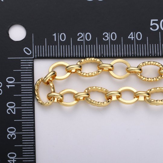 24K Gold Filled Oval ROLO Cable Chain by Yard, Link Cable Twisted Chain, Unfinished Chain For Jewelry Making | ROLL-348 Clearance Pricing - DLUXCA