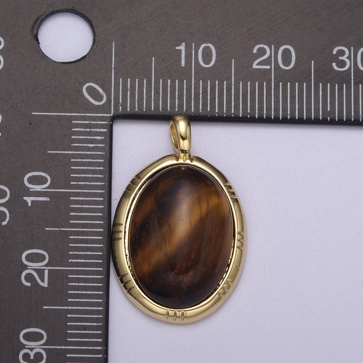 24K Gold Filled Oval Tiger Eye, Dark Green Aventurine, Fuchsia Agate Natural Healing Gemstone Pendant H-332 - H-334 - DLUXCA