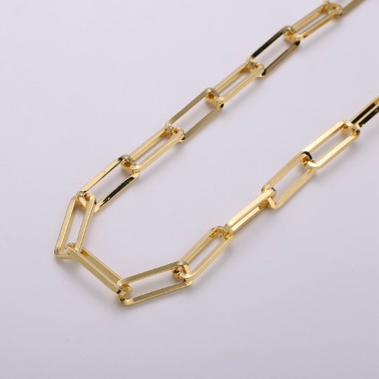 24K Gold Filled PAPER CLIP Chain By The Yard, 7X20mm Unfinished Chain For Necklace, Bracelet Component | ROLL-292 Clearance Pricing - DLUXCA