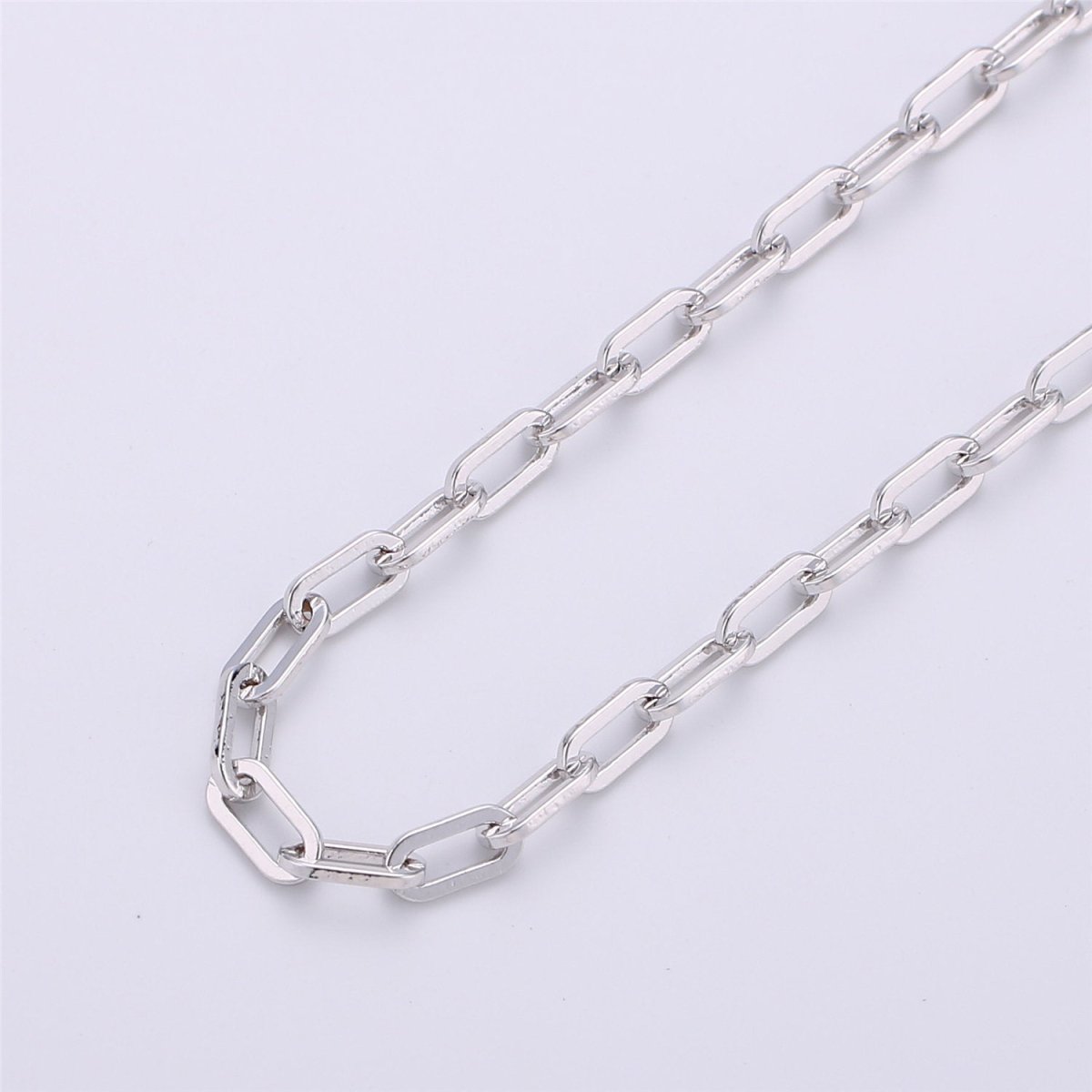 24K Gold Filled PAPER CLIP Chain, Elongated Rectangle Oval Chain, 3mm x 7mm Chain by Yard, Unfinished Chain for DIY Jewelry Supply | ROLL-121, ROLL-122, ROLL-123, ROLL-124 Clearance Pricing - DLUXCA