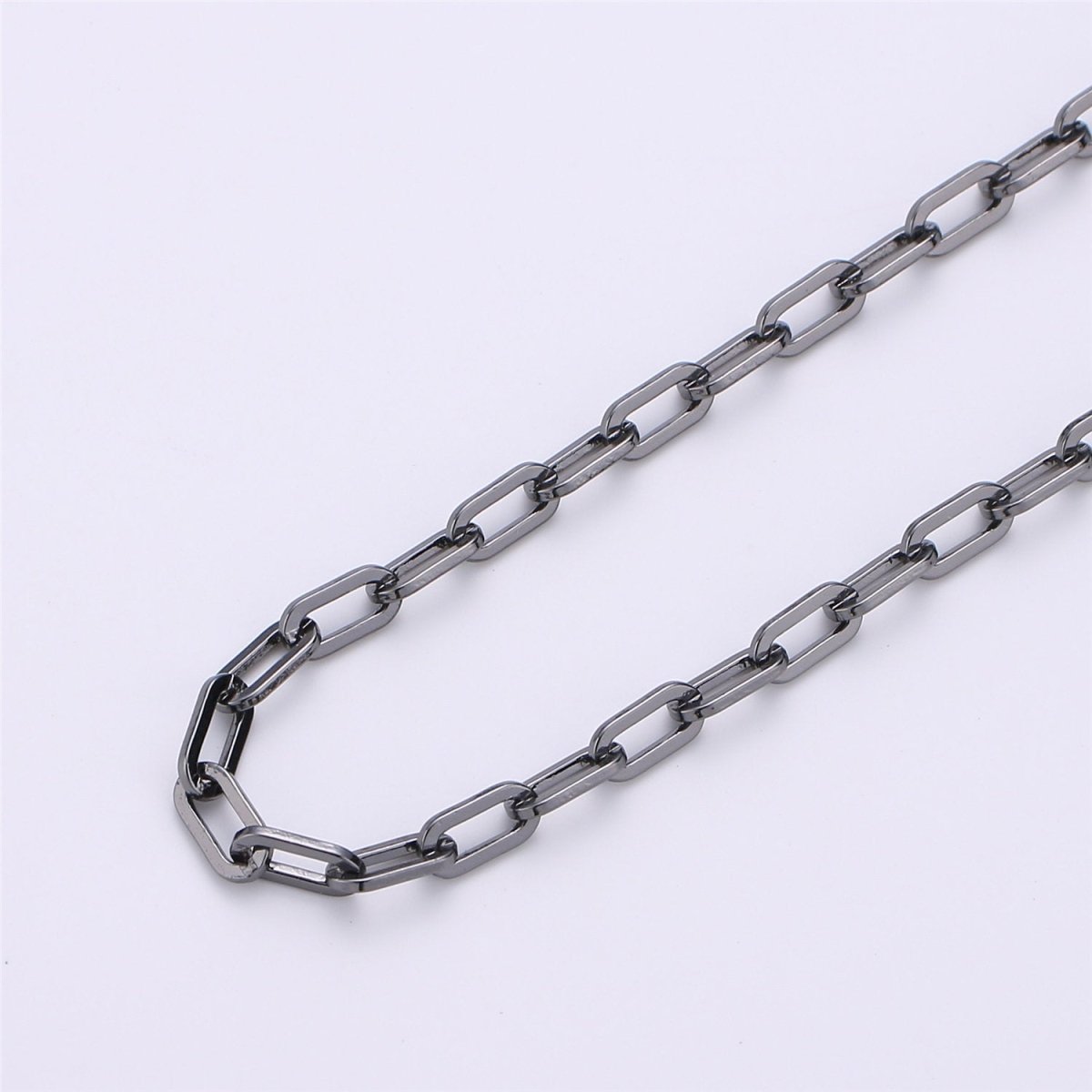 24K Gold Filled PAPER CLIP Chain, Elongated Rectangle Oval Chain, 3mm x 7mm Chain by Yard, Unfinished Chain for DIY Jewelry Supply | ROLL-121, ROLL-122, ROLL-123, ROLL-124 Clearance Pricing - DLUXCA