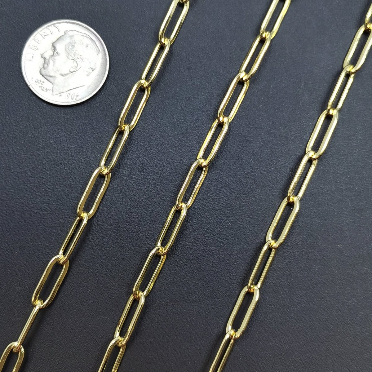 24K Gold Filled PAPER CLIP Rolo Cable Chain by Yard, Gold Filled Cable Rolo Chain by Yard, Wholesale Bulk Roll Chain for Jewelry Making | ROLL-162 Clearance Pricing - DLUXCA