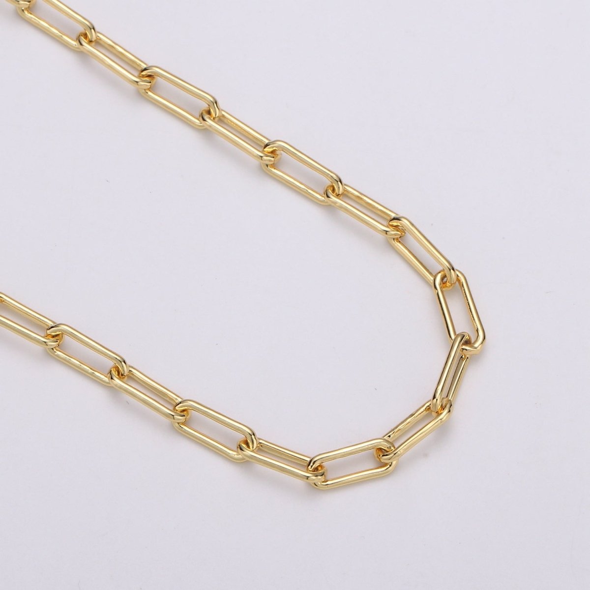 24K Gold Filled Paperclip Cable Chain by Yard, Bold Cable Elongated Chain, Wholesale Unfinished Chain | ROLL-374 ROLL-260 - DLUXCA