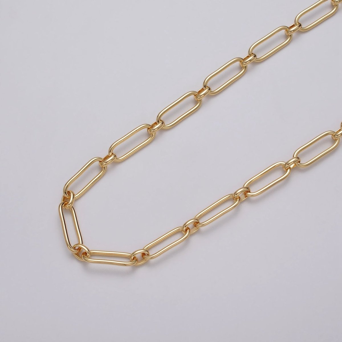 24k Gold Filled PaperClip Cable Link Unfinished Chain by Yard in Gold & Silver | ROLL-1127 ROLL-1203 Clearance Pricing - DLUXCA