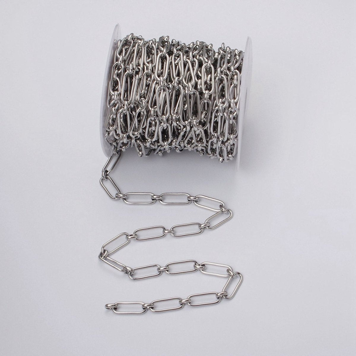 24k Gold Filled PaperClip Cable Link Unfinished Chain by Yard in Gold & Silver | ROLL-1127 ROLL-1203 Clearance Pricing - DLUXCA