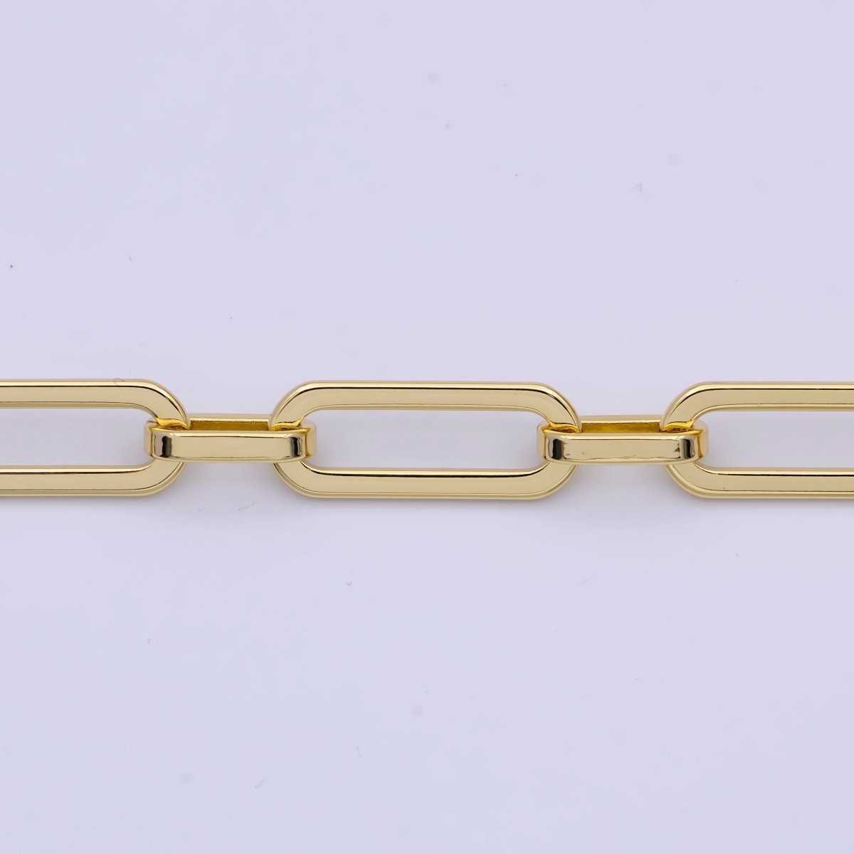 24K Gold Filled PaperClip Chain 20mmx7.5mm Elongated Unfinished Chain Wholesale by Yard | ROLL-828 Clearance Pricing - DLUXCA