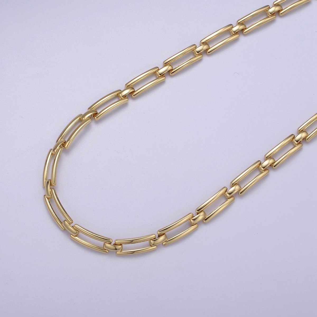 24K Gold Filled Paperclip Chain, Curved 12.6X5.4mm Chain For Jewelry Bracelet Making | ROLL-701 Clearance Pricing - DLUXCA