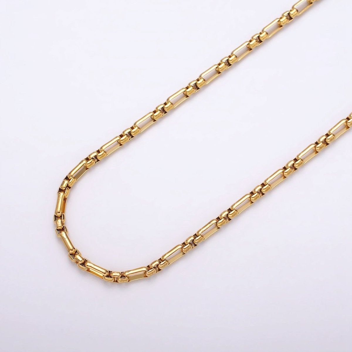 24k Gold Filled PaperClip Figaro Long and Short Fancy 3.5mm Cable Chain Link Unfinished Yard Chain in Gold & Silver | ROLL-1315 ROLL-1316 Clearance Pricing - DLUXCA