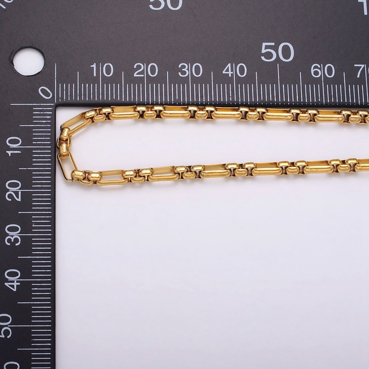 24k Gold Filled PaperClip Figaro Long and Short Fancy 3.5mm Cable Chain Link Unfinished Yard Chain in Gold & Silver | ROLL-1315 ROLL-1316 Clearance Pricing - DLUXCA