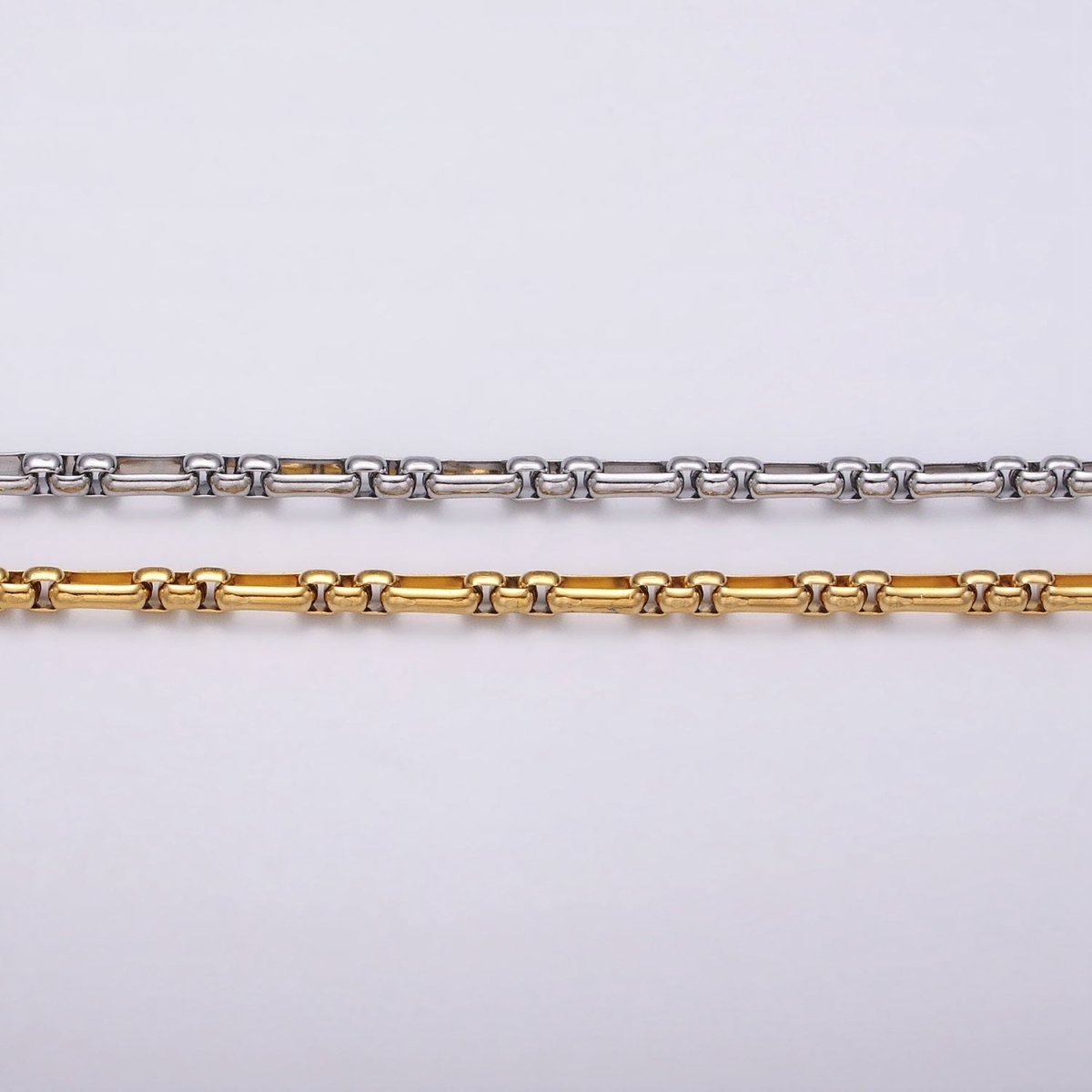 24k Gold Filled PaperClip Figaro Long and Short Fancy 3.5mm Cable Chain Link Unfinished Yard Chain in Gold & Silver | ROLL-1315 ROLL-1316 Clearance Pricing - DLUXCA