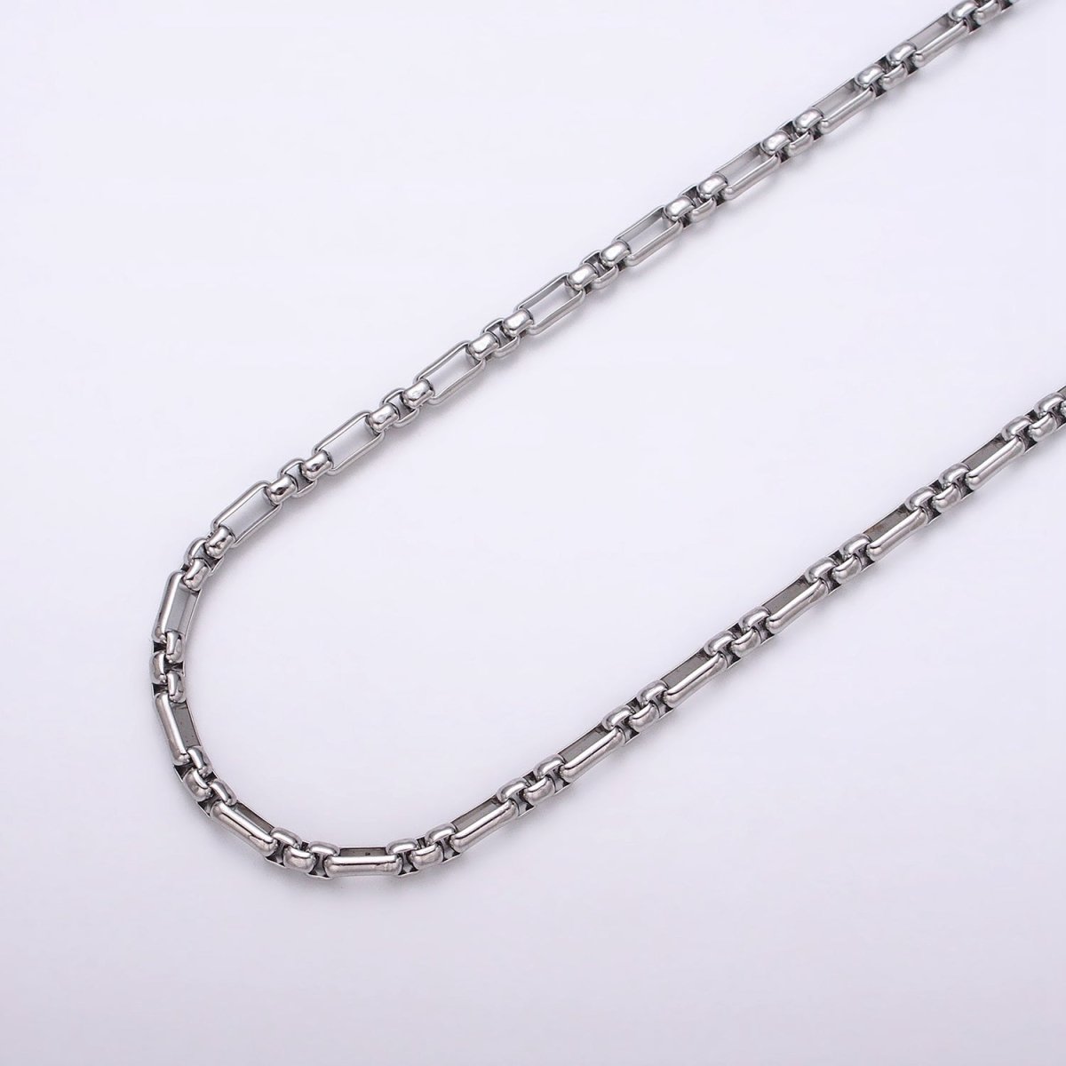 24k Gold Filled PaperClip Figaro Long and Short Fancy 3.5mm Cable Chain Link Unfinished Yard Chain in Gold & Silver | ROLL-1315 ROLL-1316 Clearance Pricing - DLUXCA