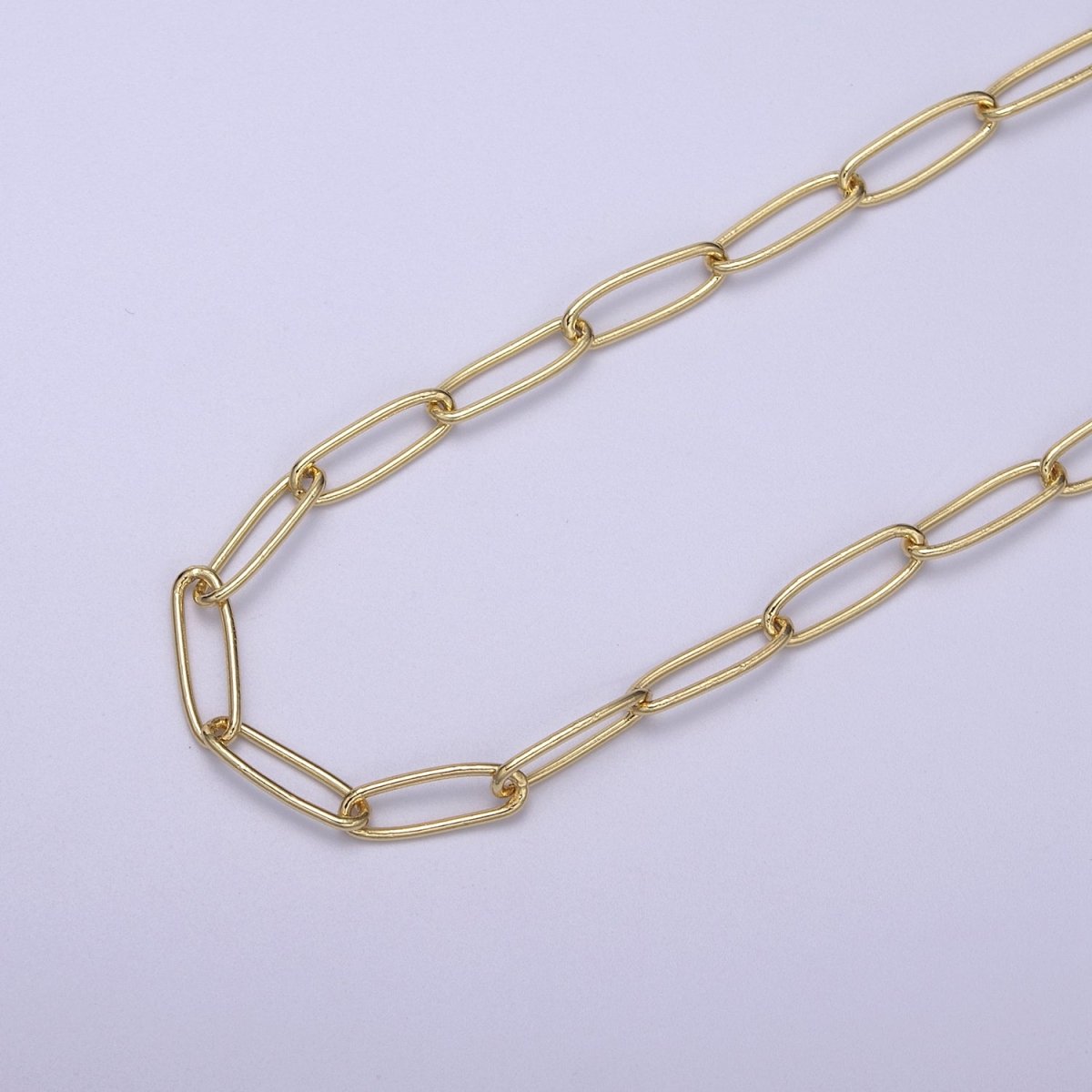 24K Gold Filled Paperclip Unfinished Chain, 14X5mm paperclip Chain in Gold & Silver For Jewelry Making Supply Component | ROLL-678, ROLL-679 Clearance Pricing - DLUXCA