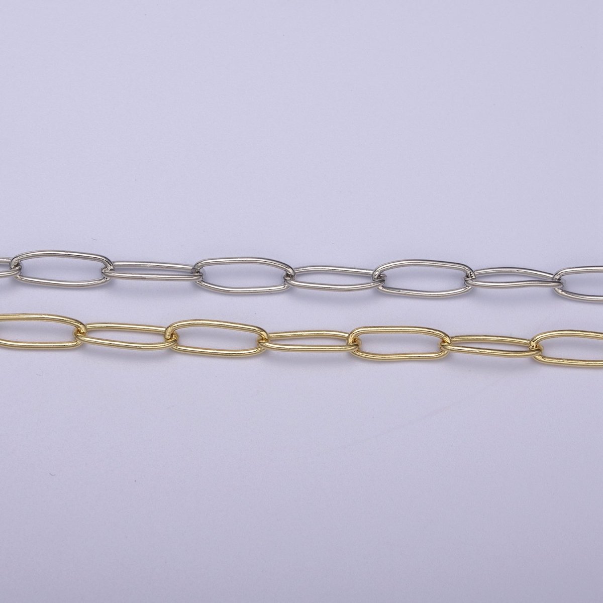 24K Gold Filled Paperclip Unfinished Chain, 14X5mm paperclip Chain in Gold & Silver For Jewelry Making Supply Component | ROLL-678, ROLL-679 Clearance Pricing - DLUXCA