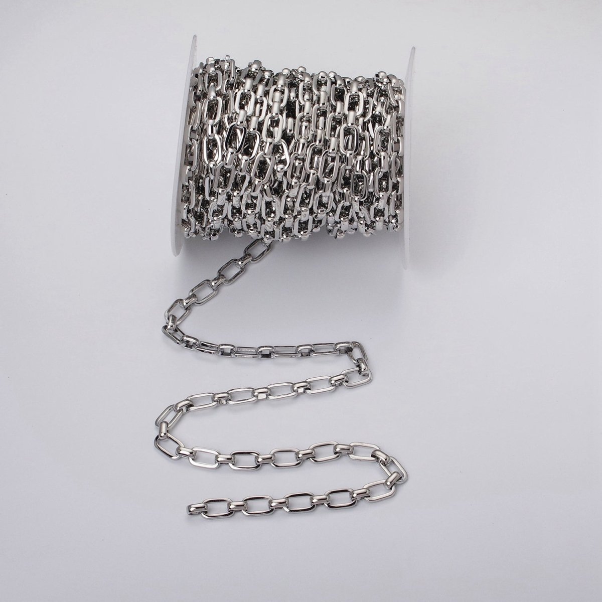 24k Gold Filled PaperClip Wide Link Unfinished 7mm Chain by Yard in Gold & Silver | ROLL-1109 ROLL-1198 Clearance Pricing - DLUXCA