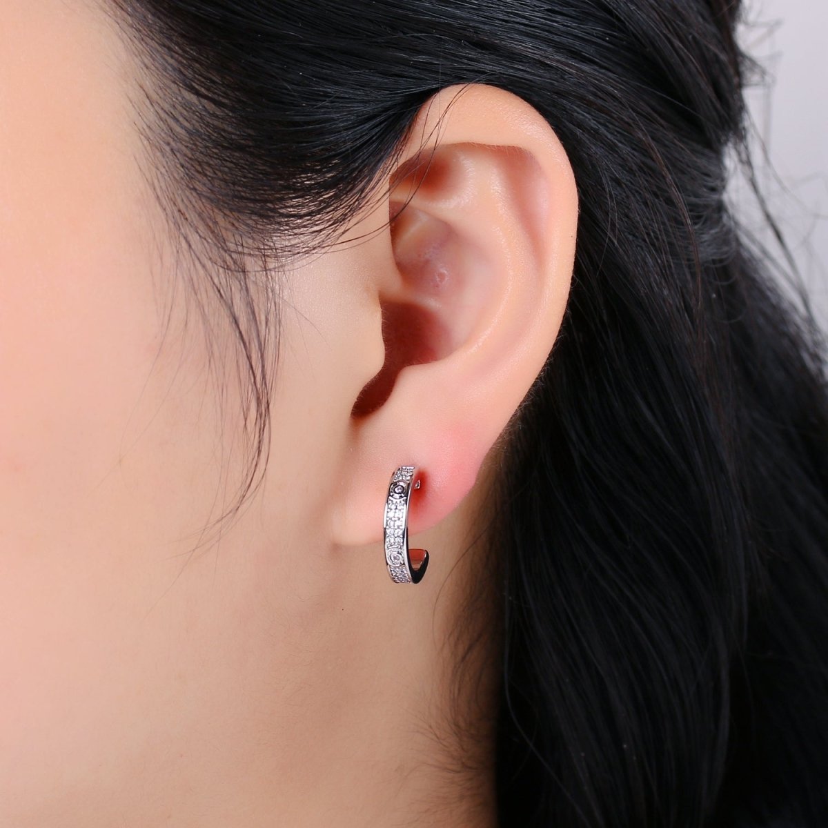 24K Gold filled Pave CZ Stud Earring, White Gold filled Micro Pave Earring for DIY Earring Craft Supply Jewelry Making Q-387 Q-388 - DLUXCA