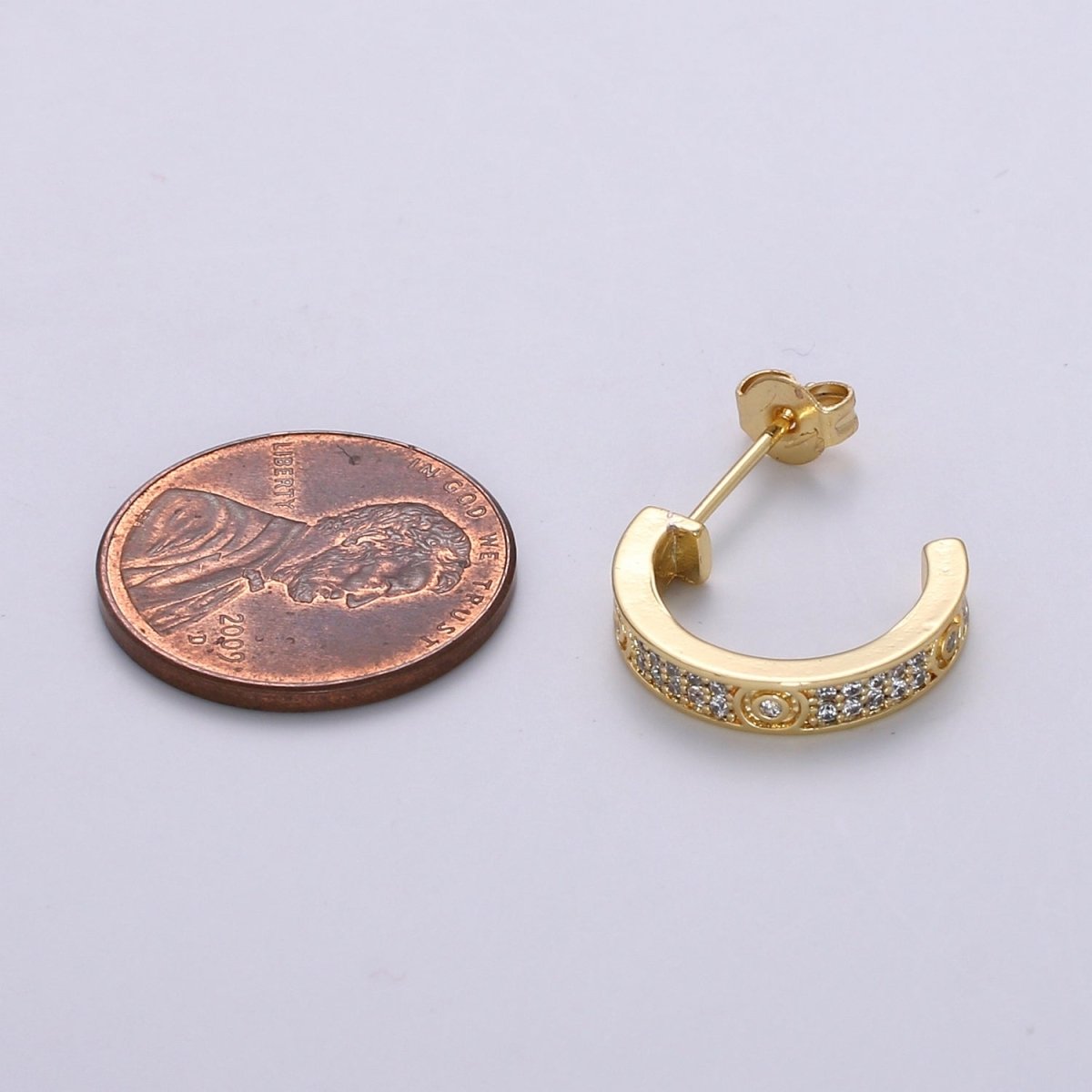 24K Gold filled Pave CZ Stud Earring, White Gold filled Micro Pave Earring for DIY Earring Craft Supply Jewelry Making Q-387 Q-388 - DLUXCA