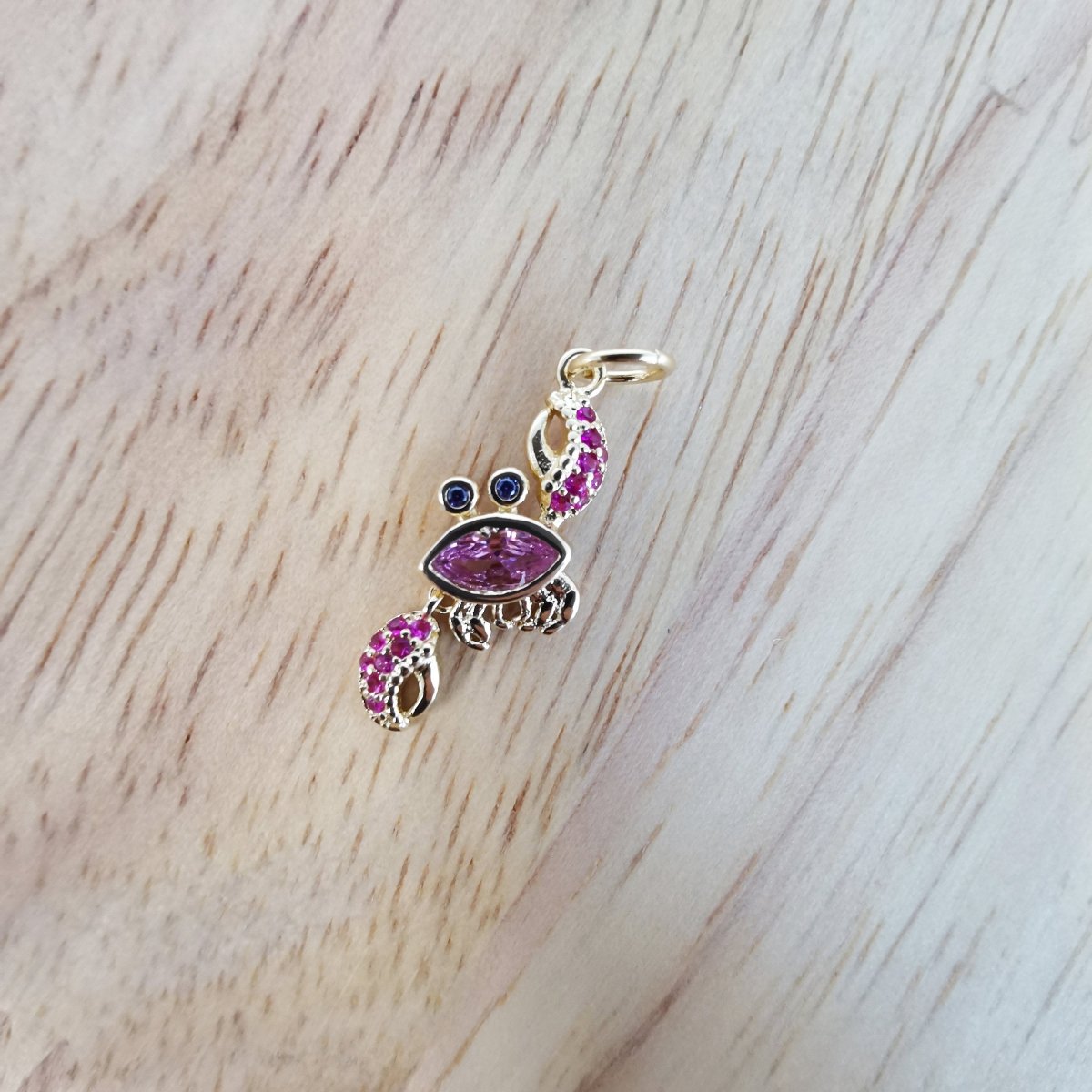 24K Gold Filled Pink Crab Micro Pave CZ Charms, Cute Dainty Ocean Sea Cubic Zirconia Charm Bracelet Earring Necklace for Jewelry Making D-498 - DLUXCA