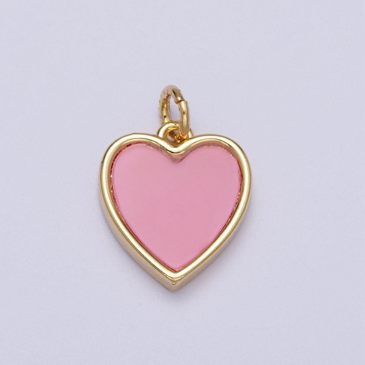 24K Gold Filled Pink Glass, Shell Pearl Natural Gemstone Heart Charm | C-364 C-376 - DLUXCA