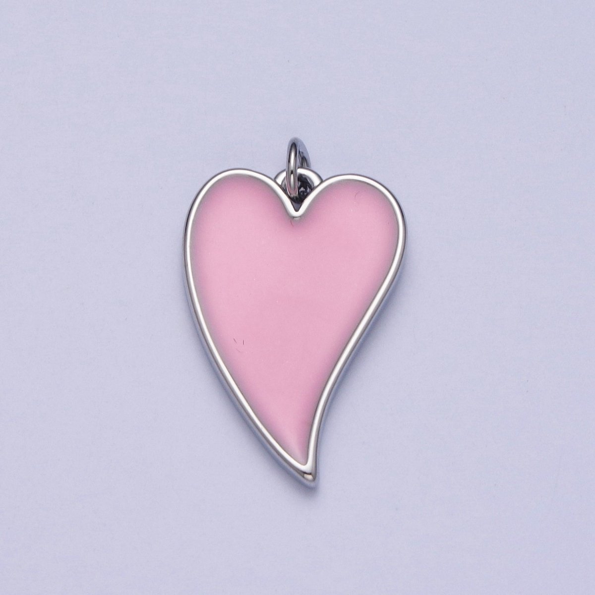 24K Gold Filled Pink Heart Enamel Charm For Valentine Love Jewelry in Gold & Silver | X-805 X-806 - DLUXCA