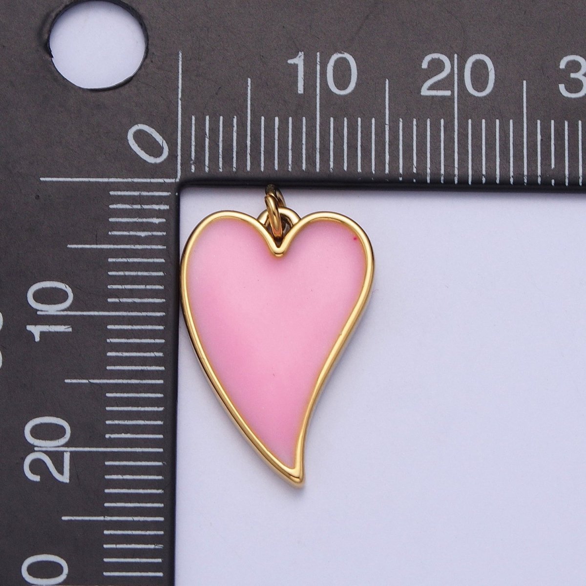 24K Gold Filled Pink Heart Enamel Charm For Valentine Love Jewelry in Gold & Silver | X-805 X-806 - DLUXCA
