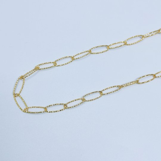 24K Gold Filled Pounded UNIQUE PAPERCLIP Chain by Yard, Fashion Roll Chain for Jewelry Making, Necklace Bracelet Anklet Supply Component | ROLL-397 Clearance Pricing - DLUXCA