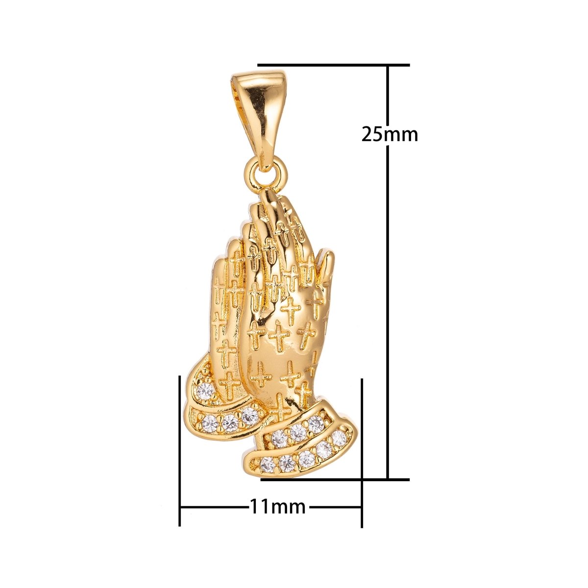 24K Gold Filled Prayers Charm Minimalist Simple Cross Jesus Cubic Zirconia Necklace Pendant Bracelet Earring Charm Bails for Jewelry Making H-907 H-919 - DLUXCA