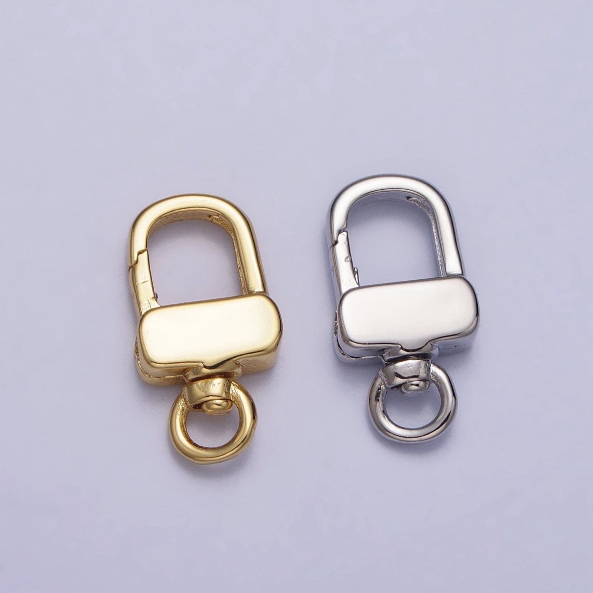 24K Gold Filled Push Gate Triggerless Rectangular Swivel Closure Supply in Gold & Silver | Z-113 Z-114 - DLUXCA