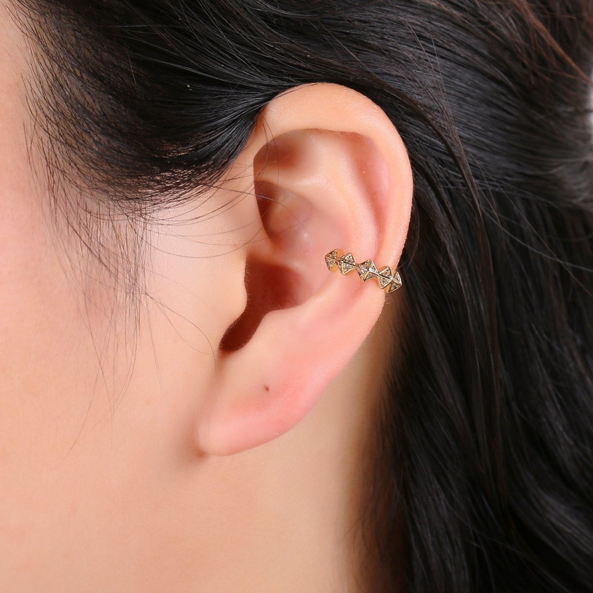 24K Gold Filled Pyramid Earcuffs - AI-083 - DLUXCA