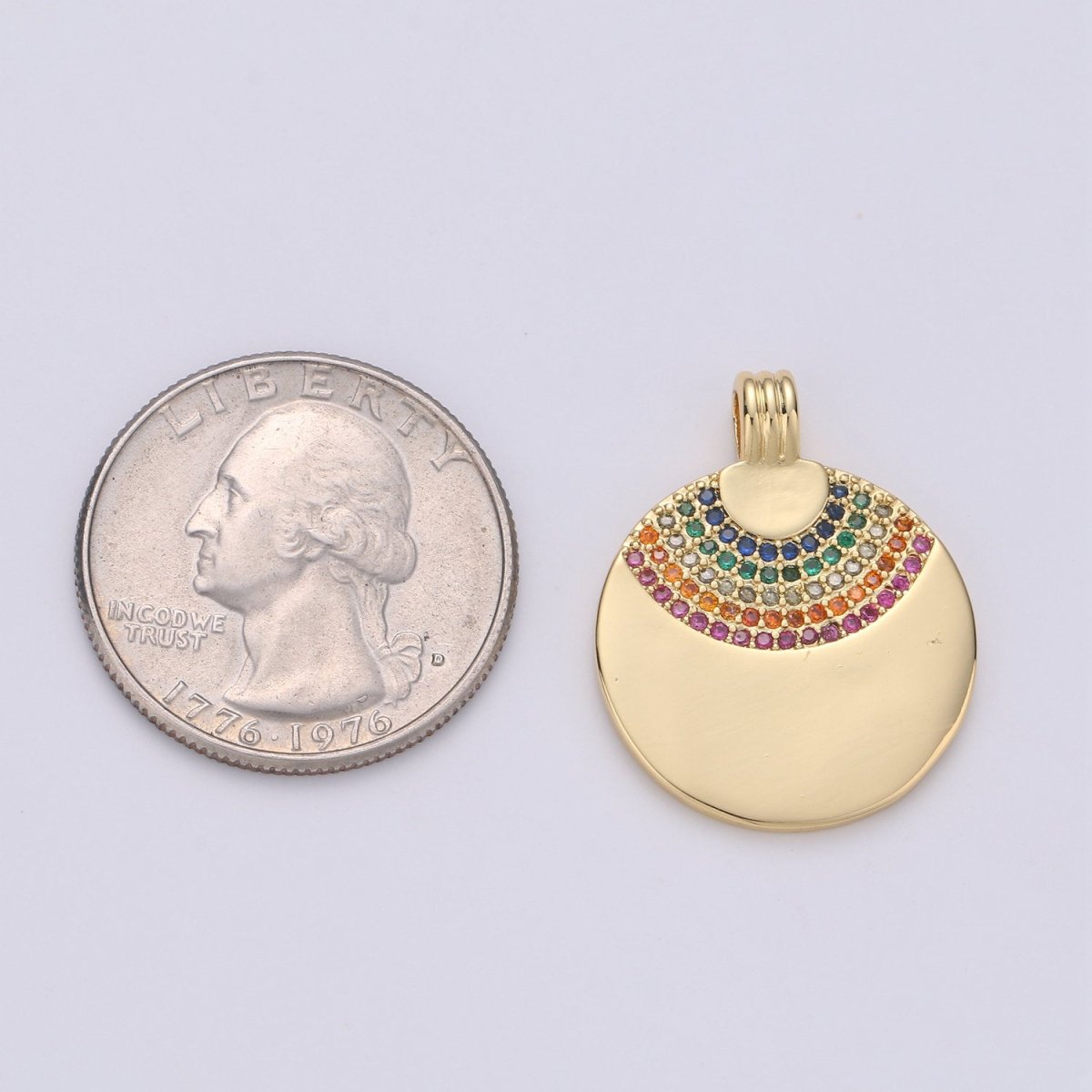 24K Gold Filled Rainbow Charms Pendant, Dainty Celestial Colored CZ Micro Pave Charm Pendant jewelry Findings Silver Rainbow Charm I-909 I-910 - DLUXCA