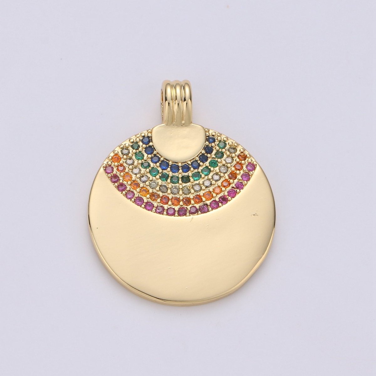 24K Gold Filled Rainbow Charms Pendant, Dainty Celestial Colored CZ Micro Pave Charm Pendant jewelry Findings Silver Rainbow Charm I-909 I-910 - DLUXCA