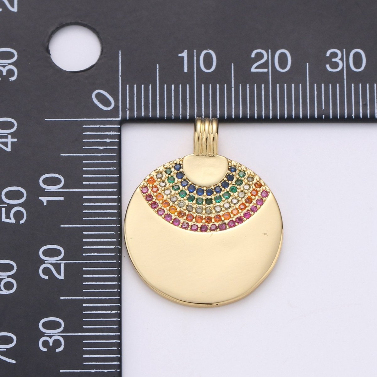 24K Gold Filled Rainbow Charms Pendant, Dainty Celestial Colored CZ Micro Pave Charm Pendant jewelry Findings Silver Rainbow Charm I-909 I-910 - DLUXCA