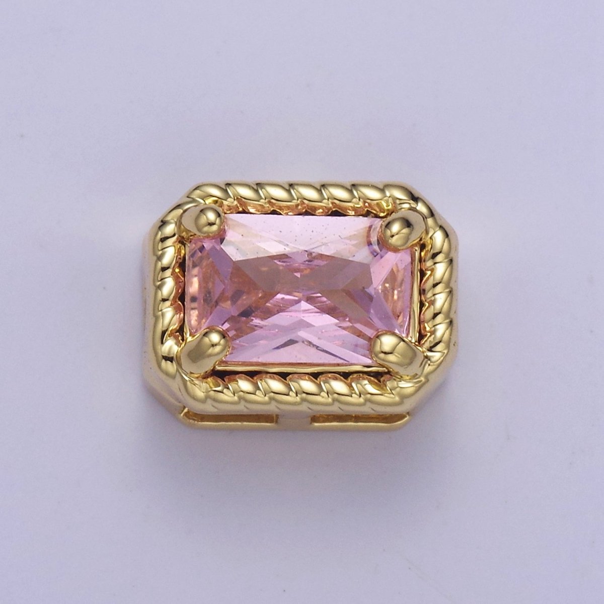 24K Gold Filled Rectangle Bead Spacer CZ Micro Pave Square Spacer Bead Connector Charm Bracelet Necklace for DIY Jewelry Making Supply B-239 B-310 B-334 - B-336 - DLUXCA