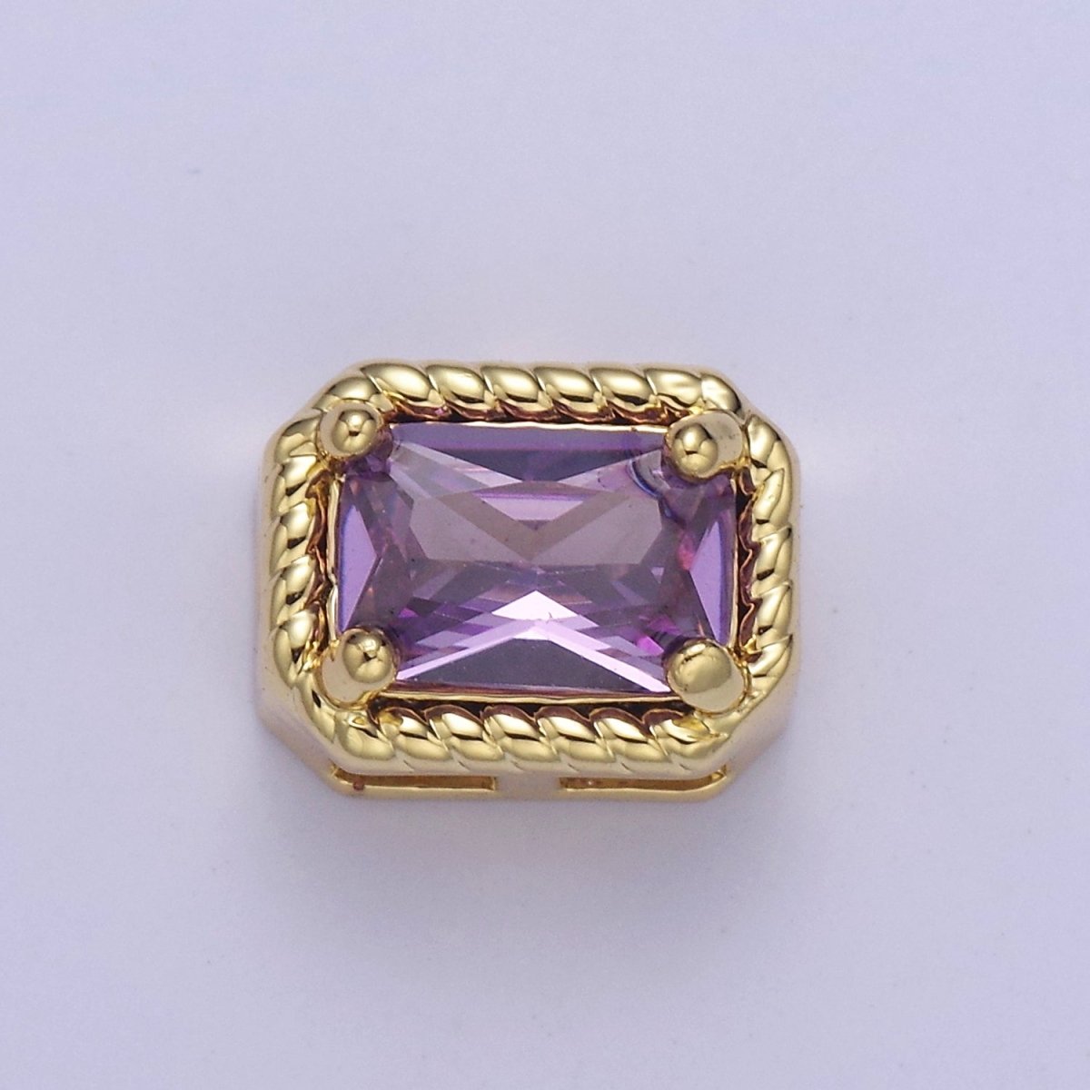 24K Gold Filled Rectangle Bead Spacer CZ Micro Pave Square Spacer Bead Connector Charm Bracelet Necklace for DIY Jewelry Making Supply B-239 B-310 B-334 - B-336 - DLUXCA