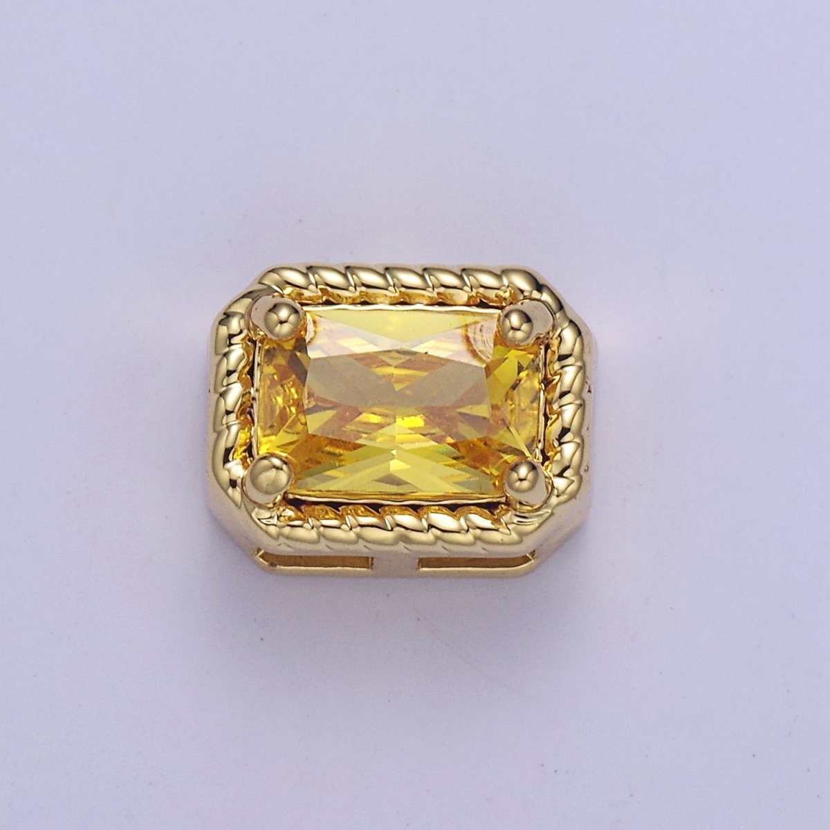 24K Gold Filled Rectangle Bead Spacer CZ Micro Pave Square Spacer Bead Connector Charm Bracelet Necklace for DIY Jewelry Making Supply B-239 B-310 B-334 - B-336 - DLUXCA