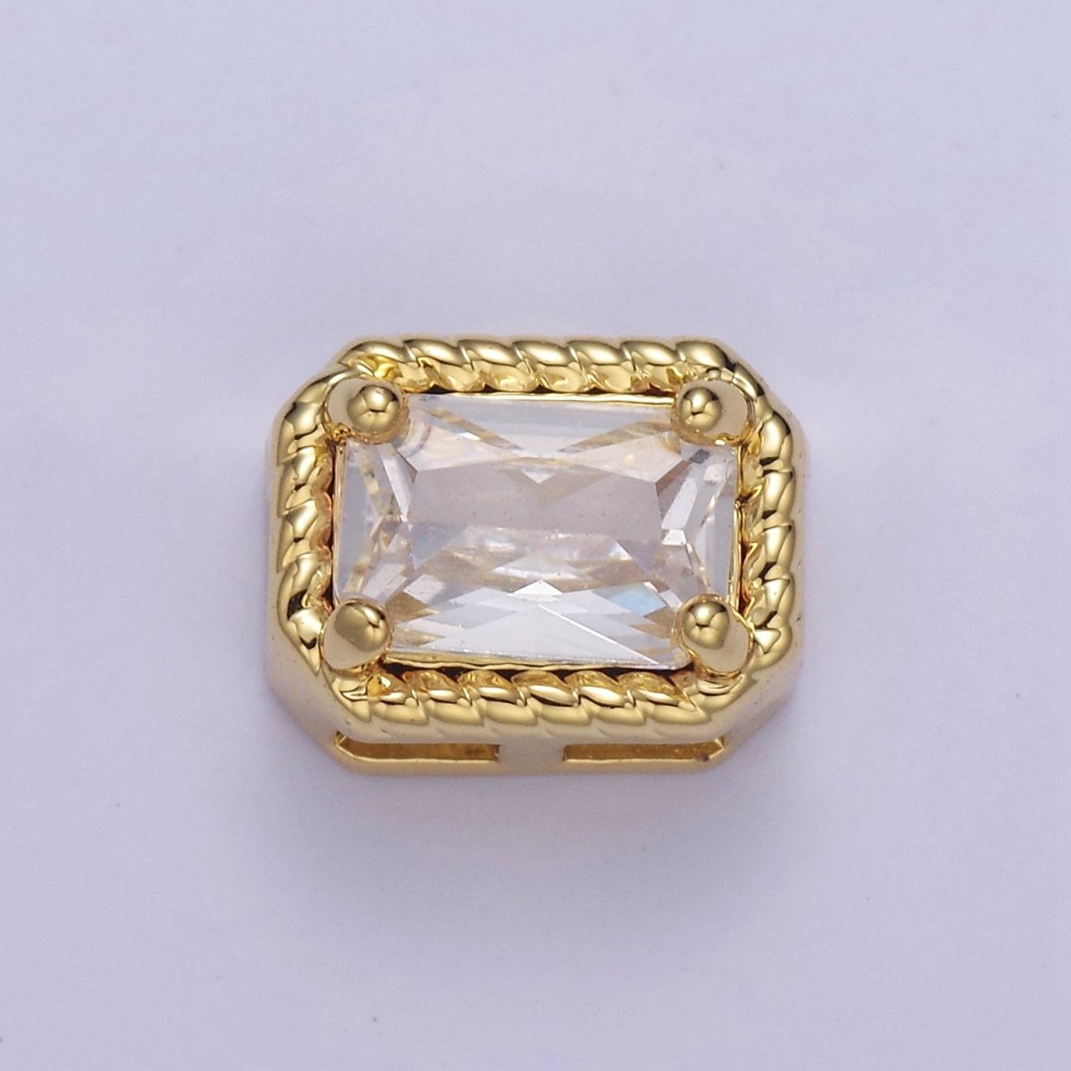 24K Gold Filled Rectangle Bead Spacer CZ Micro Pave Square Spacer Bead Connector Charm Bracelet Necklace for DIY Jewelry Making Supply B-239 B-310 B-334 - B-336 - DLUXCA