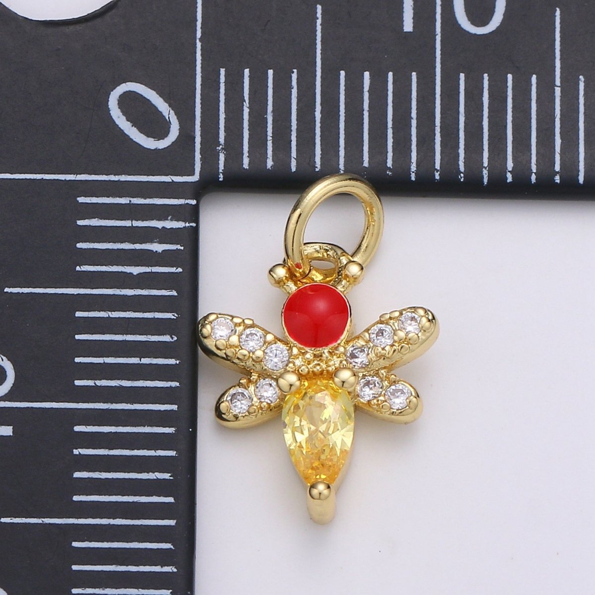 24K Gold Filled Red Yellow Bee Charm D-935 - DLUXCA