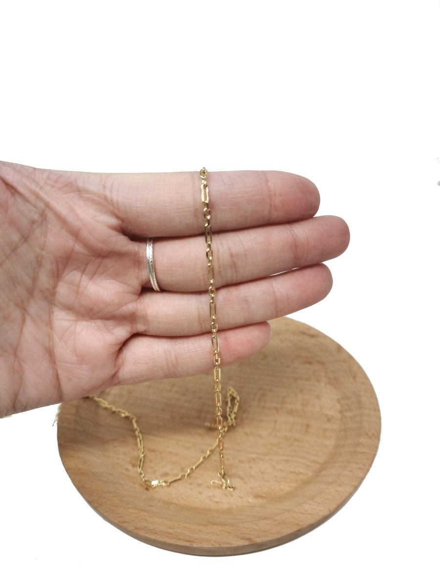 24K Gold Filled Rolo Cable Chain by Yard, Gold Filled Cable Rolo Chain by Yard, Wholesale Bulk Roll Chain For Jewelry Making, PAPER CLIP Chain | ROLL-043 Overstock Clearance Pricing - DLUXCA