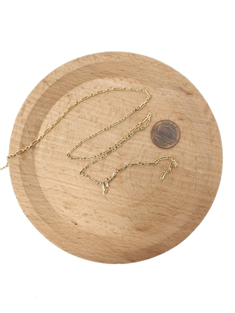 24K Gold Filled Rolo Cable Chain by Yard, Gold Filled Cable Rolo Chain by Yard, Wholesale Bulk Roll Chain For Jewelry Making, PAPER CLIP Chain | ROLL-043 Overstock Clearance Pricing - DLUXCA