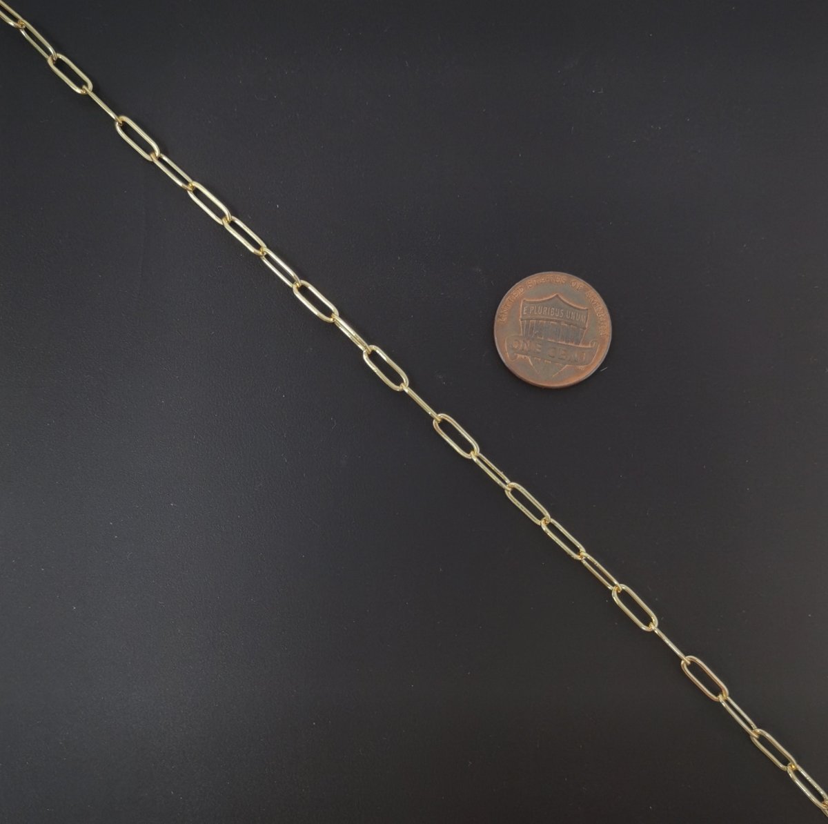 24K Gold Filled Rolo Cable Chain by Yard, Gold Filled Cable Rolo Chain, Wholesale Bulk Roll Chain for DIY Jewelry, Thickness 0.5mm, PAPER CLIP Chain | ROLL-005, ROLL-034, ROLL-049 - DLUXCA